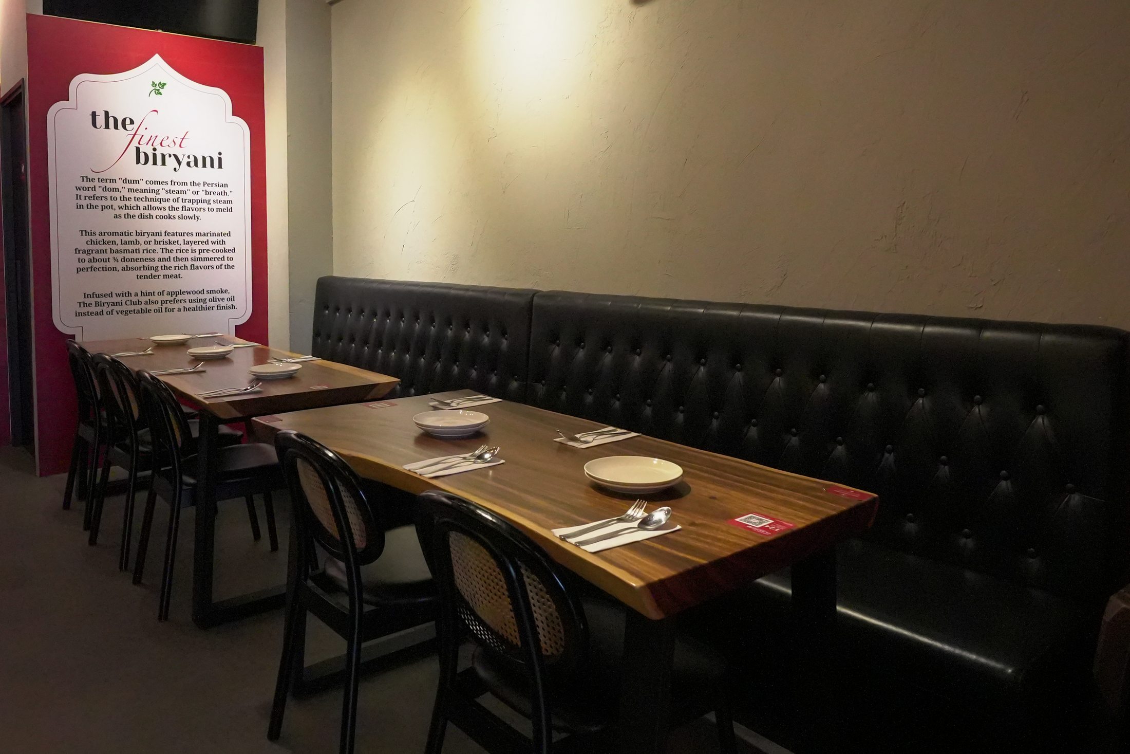 Booth seating at Cilantro