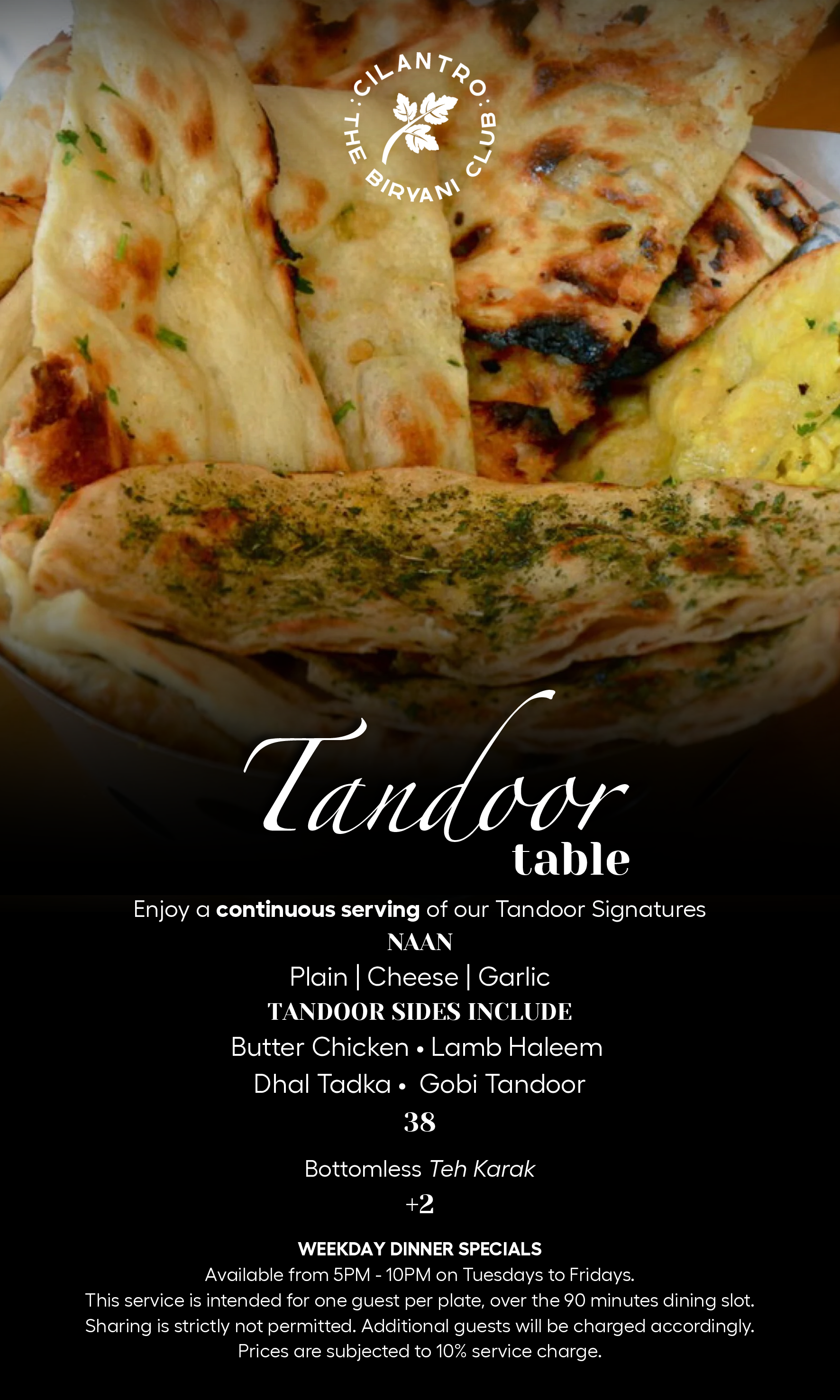 Original Cilantro Tandoor Table promotion card